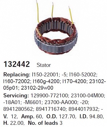 Статор генератора 132442